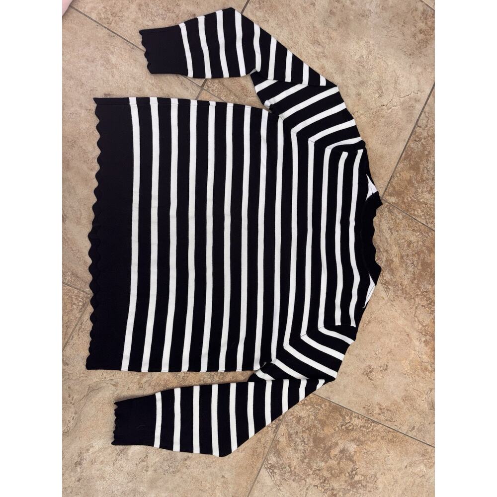 Women’s Lands End LS Mariner Crew neck Tee Navy White Stripe XL Nautical - Picture 5 of 5